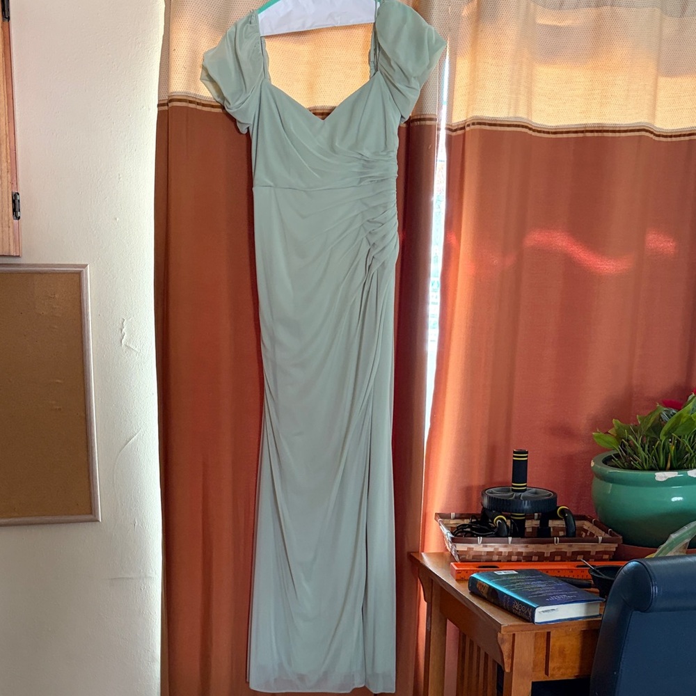 Azazie Light Green Maxi Dress